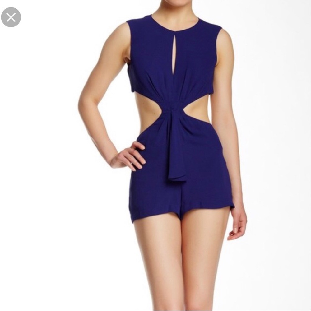 BCBGMAXAZRIA Blue Side Cutout Romper
